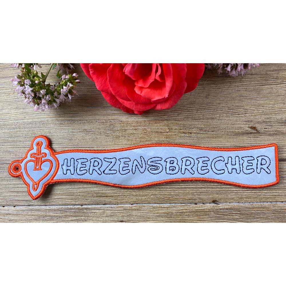 Stickdatei 3D-Anhänger HERZENSBRECHER, Maschinenstickerei, Stickmuster mit Trapunto-Effekt, 3D-Stick, Lesezeich Bild 2