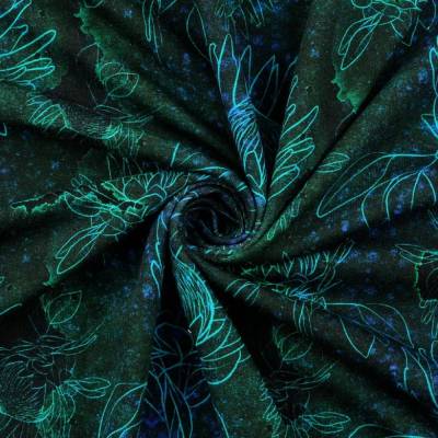 Sweat  Baumwolle Blume geraut grün (1m/18,00€)