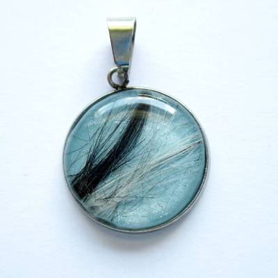 Tierhaarschmuck Kettenanhänger aus Edelstahl – handgefertigt mit Haaren deines Lieblings, Hochglanz versiegelt Art Tier1