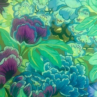 Baumwollstoff Kaffe Fassett Collective "Lavinia green" by Philip Jacobs – leuchtende Sommerfarben in grün und violett