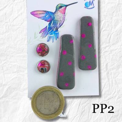 Handgemachte Edelstahl Ohrstecker Unikate – Farblich passende Paare, verschiedene Größen ART PP2