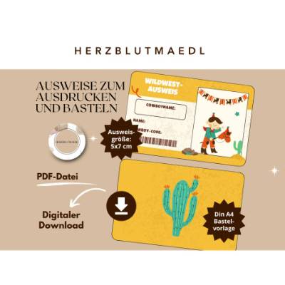 Wild West Ausweise für Kindergeburtstag & Cowboy-Events – Individuelle Mitgebsel zum Ausdrucken