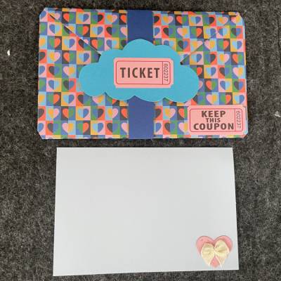 Toller Umschlag mit Banderole und Karte, Motiv Ticket