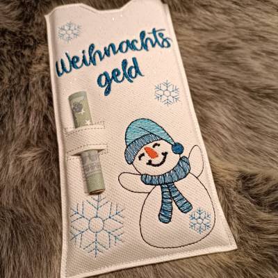 Personalisierte Schokohülle Schneemann mit Geldschlitz – Geschenkidee zu Weihnachten