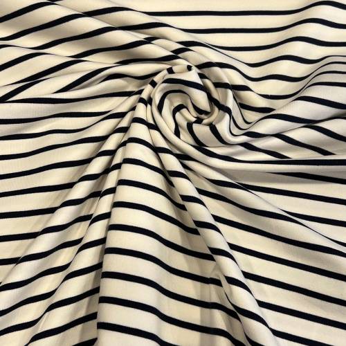 French Terry - weiß mit schwarzen Streifen - Hanabi - Sommersweat