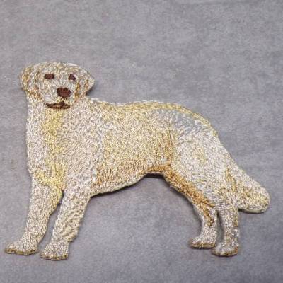 Golden Retriever Patch zum Aufbügeln – Gestickter Hund Aufnäher 8x6 cm für Kleidung & Schulanfang