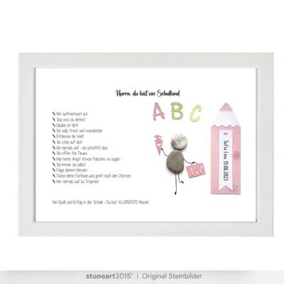Steinbild Einschulung personalisiert – Geschenk zum 1. Schultag für Erstklässler