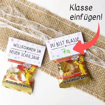 Druckvorlage Willkommensgeschenk, Schulstart, Tütenverschluss, Schülergeschenk, von Lehrer, Schulbeginn, neue Klasse