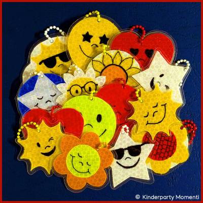 Bastelvorlagen für Reflektoren Taschen Anhänger mit fröhlichen Gesichtern
