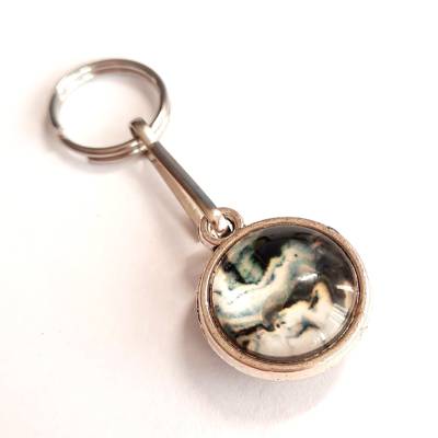 Motorik Helfer Kugel Reißverschluss-Zieher Schlüßelanhänger Metall Glas Cabochon Marmor 6