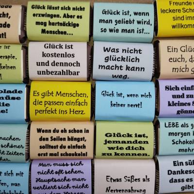 ein süßes Mitbringsel mit schönen Sprüchen rund um das Glück 20 Täfelchen