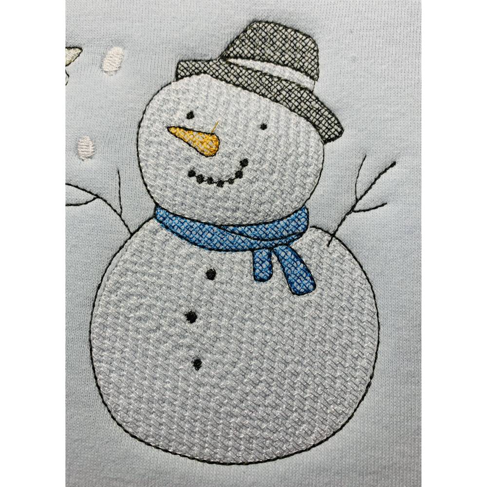 Stickdatei Winter Mädchen mit Schneemann – Set 985 | Maschinenstickerei für Kissen, Shirts & Accessoires Bild 4