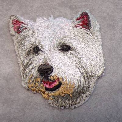 West Highland Terrier Hund Patch zum Aufbügeln – Gestickte Applikation 6 cm x 5 cm