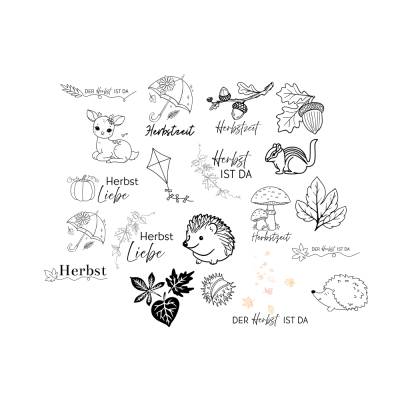 Herbst Bundle mit Deutschen Sprüchen PNG SVG Datei - Download Plotterdatei Plotter File - Herbst Kürbis Blätter Wald