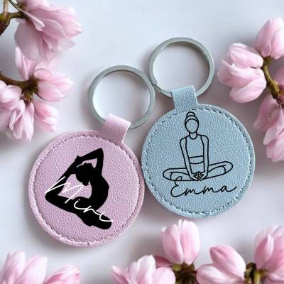 Yoga Schlüsselanhänger Personalisiert, Personalized Yoga, Pilates Geschenk, Sport Geschenkidee, Fitness Anhänger