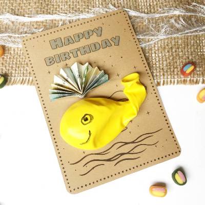 Druckvorlage Geldgeschenk, Happy Birthday, Glückwunschkarte zum Geburtstag, Wal, Geburtstag to go, Pottwal