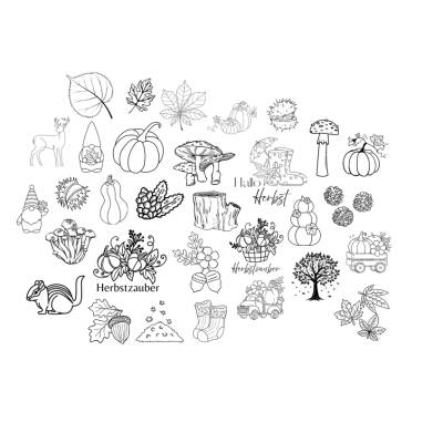 Herbst Bundle mit Deutschen Sprüchen PNG SVG Datei - Download Plotterdatei Plotter File - Herbst Kürbis Blätter Wald