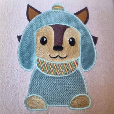 Winterfuchs Stickdatei Applikation – Weihnachtsfuchs für Webware | DreamEmbroid