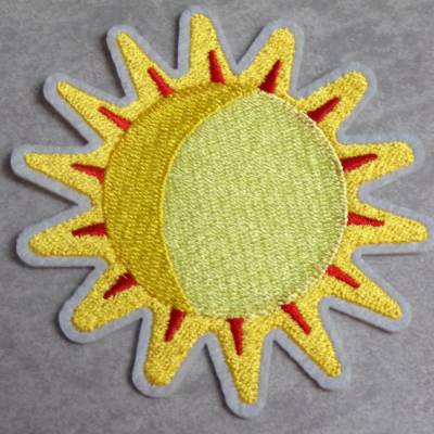 Grosse Sonne Planet Patch zum Aufbügeln – Gestickte Applikation aus 100% Polyester, Ø 8cm