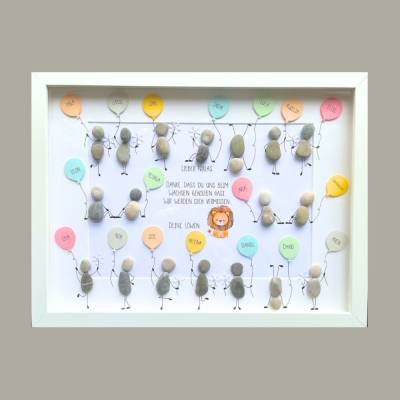 Steinbild Luftballons mit Namen – Personalisiertes Abschiedsgeschenk für Erzieherin/Lehrerin