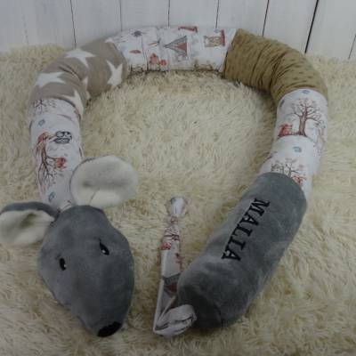 Bettschlange, Puckschnecke, Bettrolle, Maus handgemacht