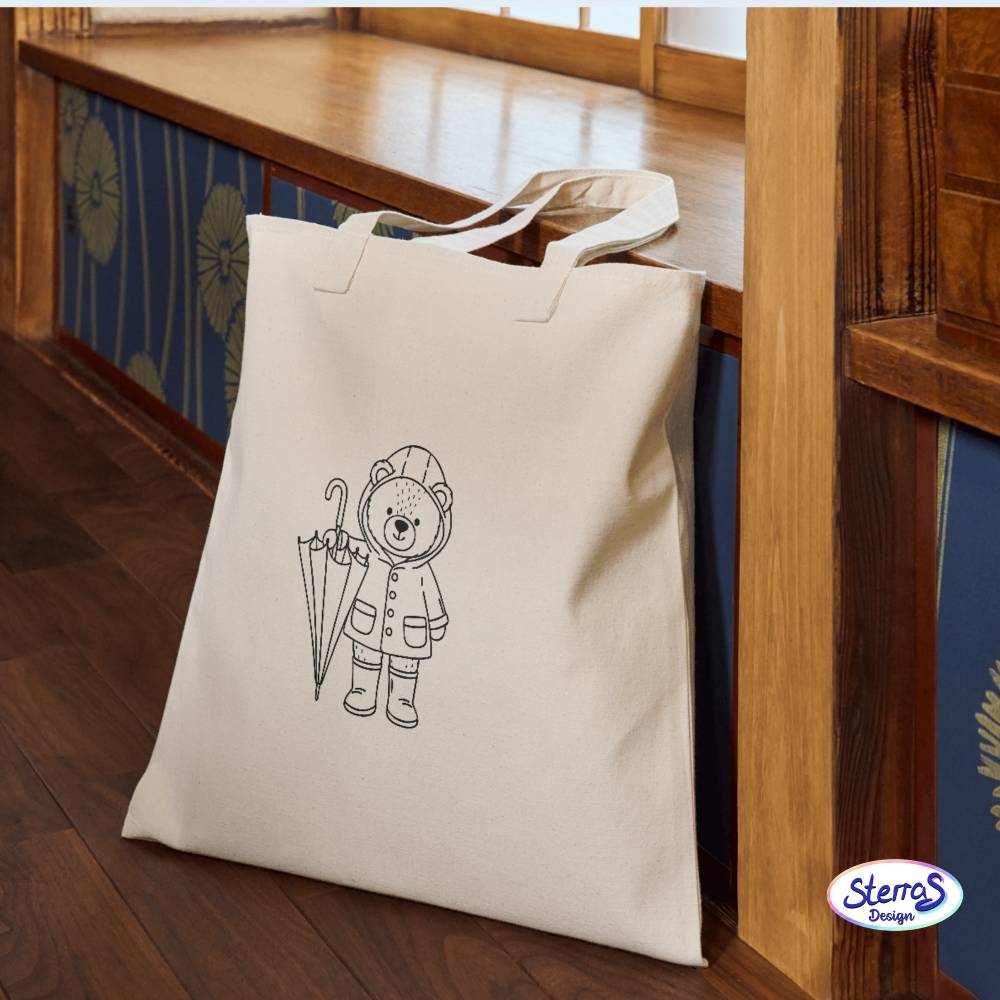 Plotterdatei Bär mit Regenschirm – SVG DXF PNG – Regenjacke und Gummistiefel – Herbst Motiv Bild 5