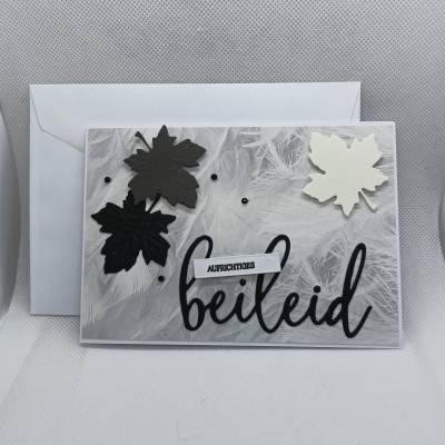 Kondolenzkarte, Beileidskarte, Blätter, Handmade, schlicht