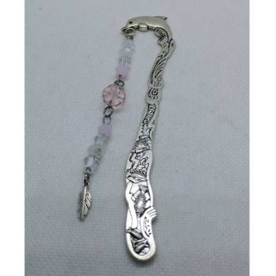 Lesezeichen Delfin mit rosa Glasperlen, 12 cm