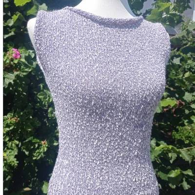 Pullunder lila weiß Tweed Effekt Größe 164 Damen 32 trendig warm