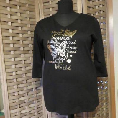 Schwarzes Damenshirt mit Goldaufdruck