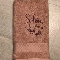 Bestickte Gästehandtücher personalisiert Unikate - Schön, dass es dich …- Rosa mit pinker S