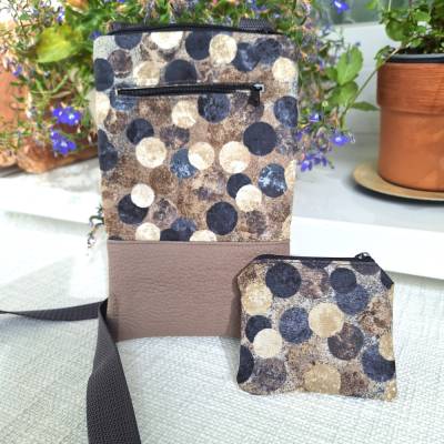 Schultertasche Crossbodytasche Handtasche Kunstleder Baumwolle mit Schlüsseletui