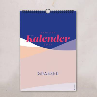 Familienkalender 2026 personalisiert – "Farbverlauf", Wandkalender A4/A3 mit Namen, 1-6 Spalten