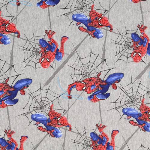 Lizenz French Terry Spiderman auf graumeliert, geraut
