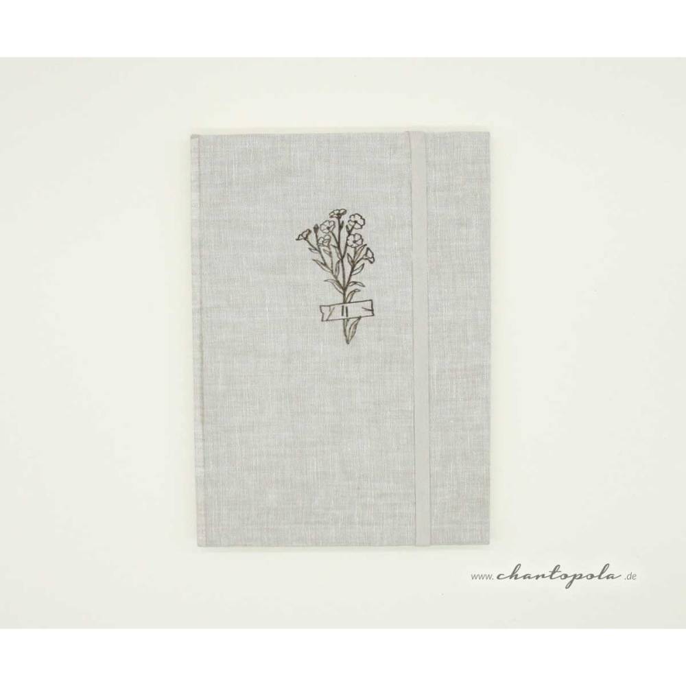 Handgebundenes Aquarell-Skizzenbuch A5 mit Flachsblume | Leinen gebunden | 200g/m² Papier für Aquarell & Gouache Bild 2