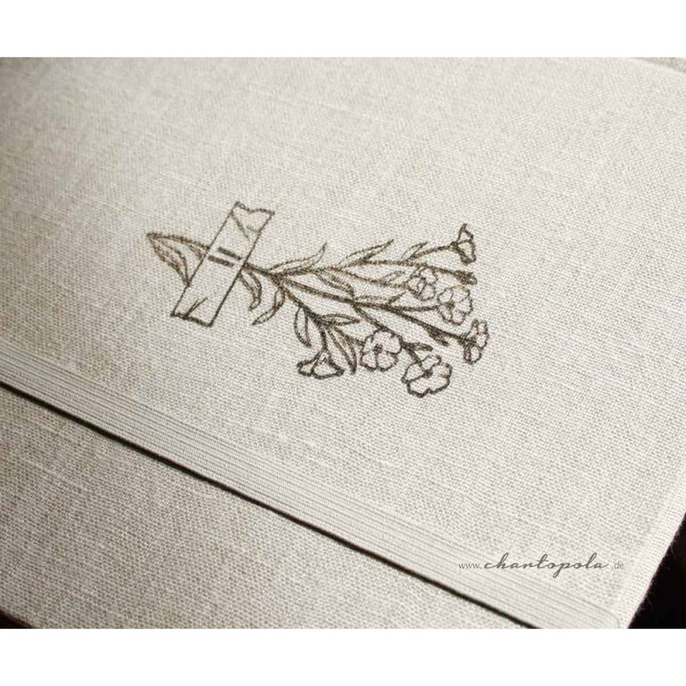 Handgebundenes Aquarell-Skizzenbuch A5 mit Flachsblume | Leinen gebunden | 200g/m² Papier für Aquarell & Gouache Bild 3