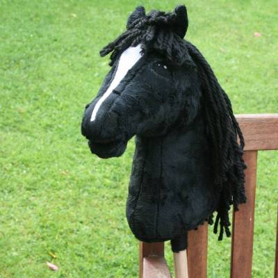 Tolles Hobby Horse, Steckenpferd, schwarz mit heller Blesse,Stecken 39 cm, 