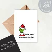 Grinchige Anti-Weihnachtskarte als PDF – Lustige Grinch Weihnachtsgrüße zum Ausdrucken