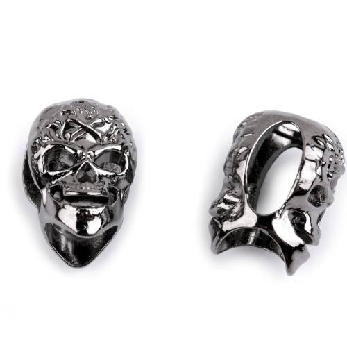 Schädel - 1 Set Endstück aus Metall für Kordel, Ø 6 mm