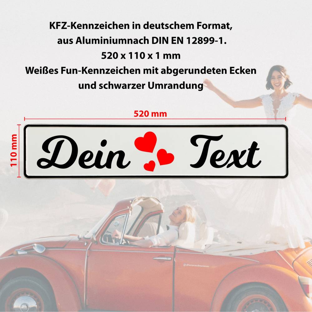 Hochzeit Deko Kennzeichen personalisiert mit Namen u. zB. grod gheirat. Hochzeitskennzeichen selbst gestalten. Bild 4
