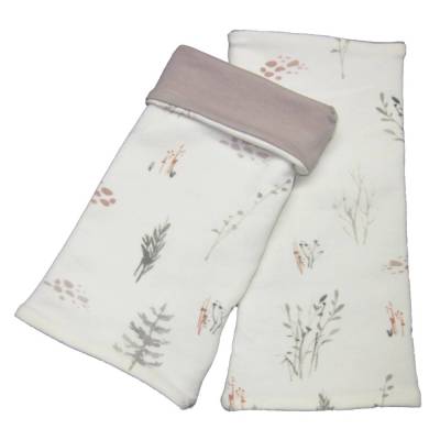 Armstulpen Gräser auf Beige – Handgemachte Stulpen aus Sommersweat, gefüttert & stylisch
