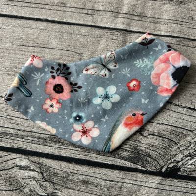 Baby-Halstuch Dreieckstuch 0-6 Monate Vögelchen Blumen rosa grau