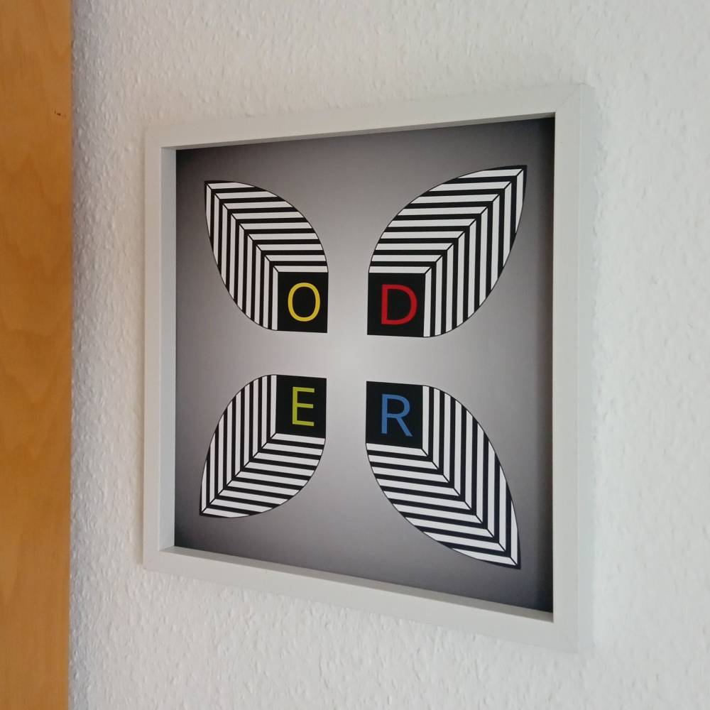 Optische Täuschung Vier Schächte mit dunkelgrauen bzw schwarzen Linien 30 x 30 cm Bild 2