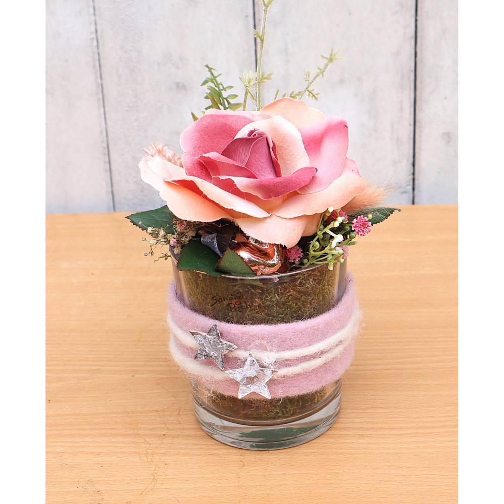 Weihnachtsdeko Gesteck TrockenblumenTischdeko Weihnachten Aufsteller Tischdeko rosa