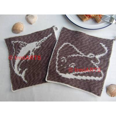 Häkelanleitung Doubleface-Topflappen „Raja und Marlin“ – Meerestiere häkeln PDF