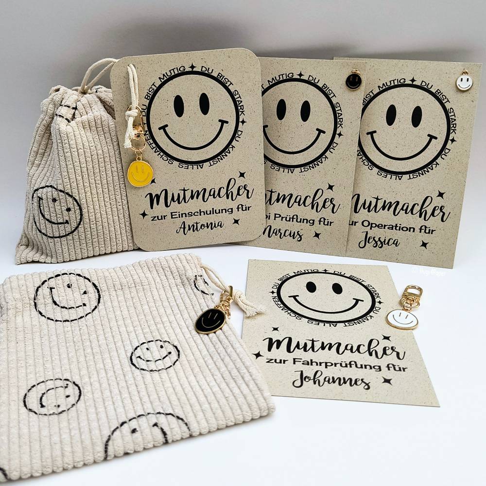 Mutmacher Karte für alle Anlässe – personalisiertes Geldgeschenk mit Smile Anhänger Schulwechsel & Einschulung Bild 3