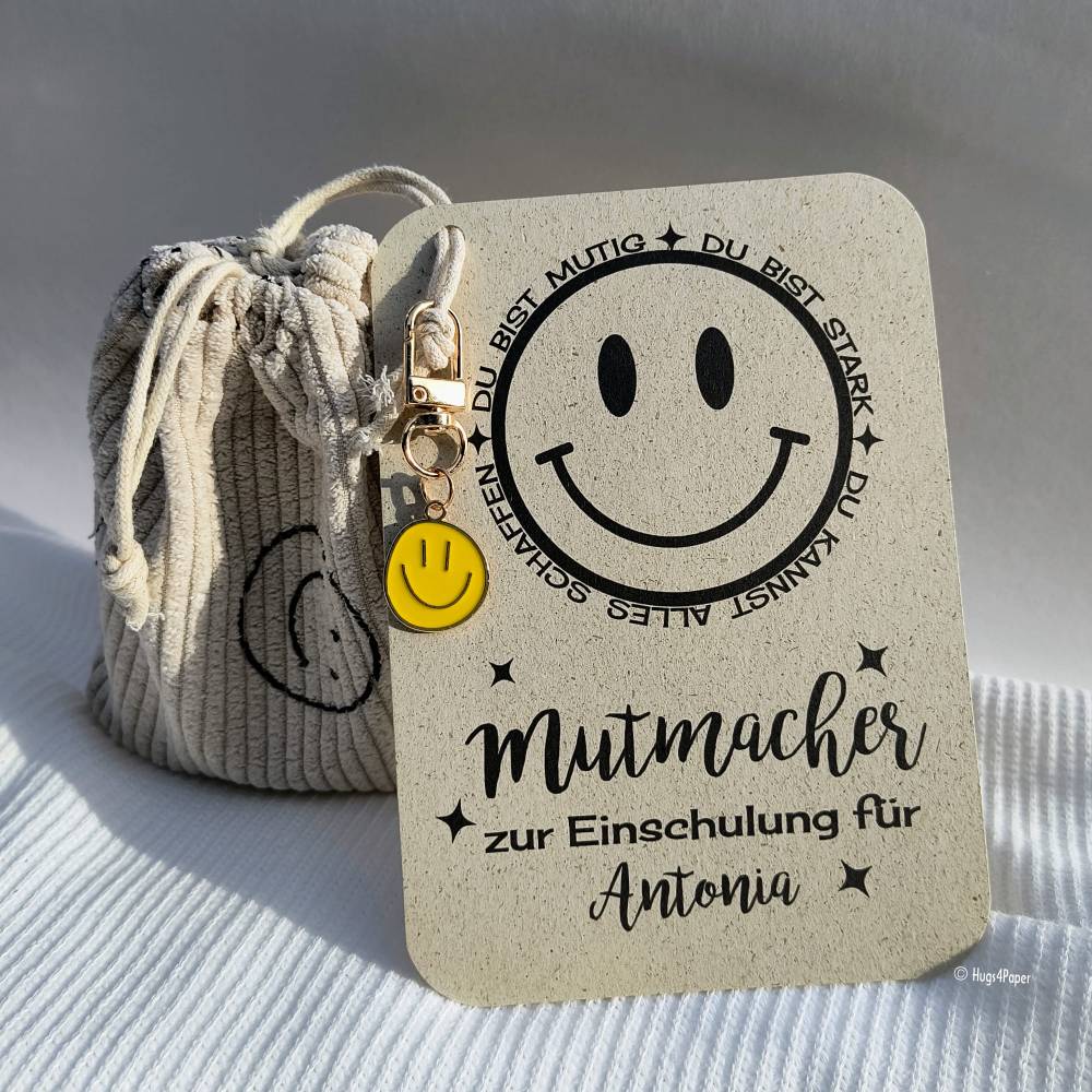 Mutmacher Karte für alle Anlässe – personalisiertes Geldgeschenk mit Smile Anhänger Schulwechsel & Einschulung Bild 5