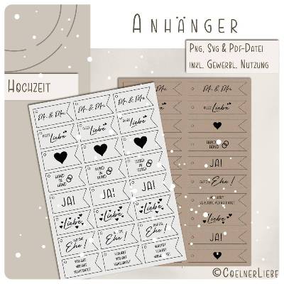 Hochzeit Geschenkanhänger Druckvorlage – DIY Anhänger & Tags zum Ausdrucken und Plotten