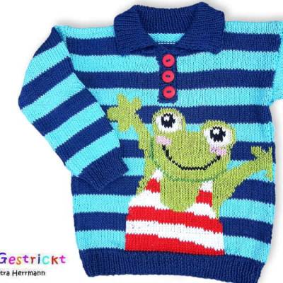 Strickanleitung Pullover Frosch in 2 Größen