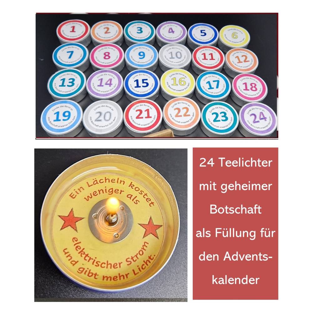 24 Teelichter mit geheimen Botschaften – Adventskalender Füllung & DIY Geschenkidee